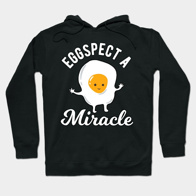 Funny Egg Pun - Eggspect A Miracle - Cute Egg Hoodie by Upsketch